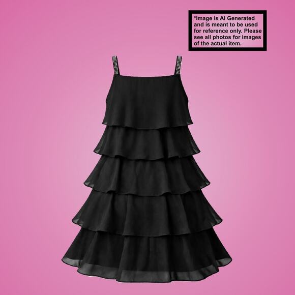 Black Vintage Style Classy Cocktail Layered Rhinestone Strap Party Dress Size 6 - Picture 2 of 5